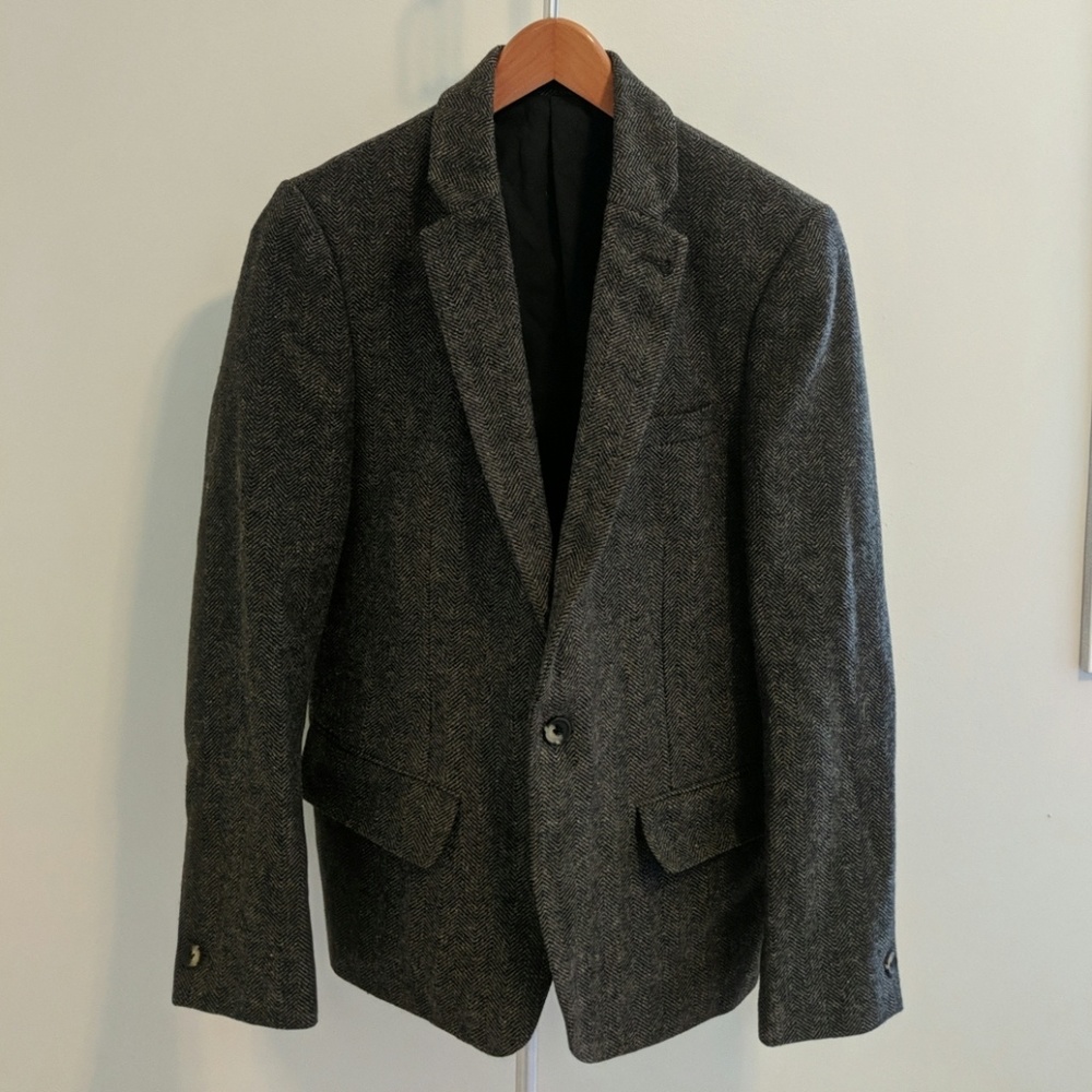 Wool Blend Herringbone Men's Blazer